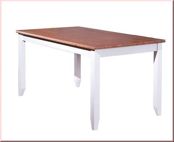 Tisch Esstisch rechteckig Landhausstil Massivholz lackiert Farbmix sepia weiß Holzmaserung L-Wendy-1