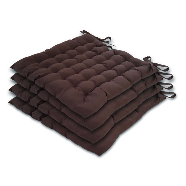 Stuhlkissen Set 4 Stück 40x43 cm Sitzkissen Stuhlauflage mit Bindeband Bezug 100% Polyester
