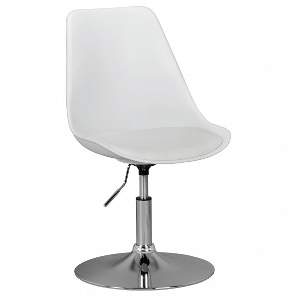 KORSIKA | Drehsessel Esszimmerstuhl Kunstleder-Sitzfläche in Weiß | Drehstuhl ist höhenverstellbar | Drehhocker mit Rückenlehne | Besucherstuhl mit Schalensitz