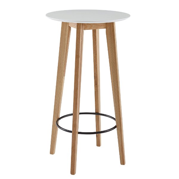 Stehtisch 60x110x60 cm Weiß Rund | Bartisch für 4 Personen | Moderner Tisch für Bar | Design Partytisch Holz | Hochtisch Eiche Skandinavisch