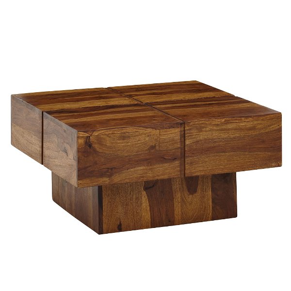 Couchtisch 57,5x57,5x30 cm Sheesham Massivholz Sofatisch Quadratisch | Design Wohnzimmertisch Kaffeetisch Massiv | Kleiner Tisch Wohnzimmer Modern