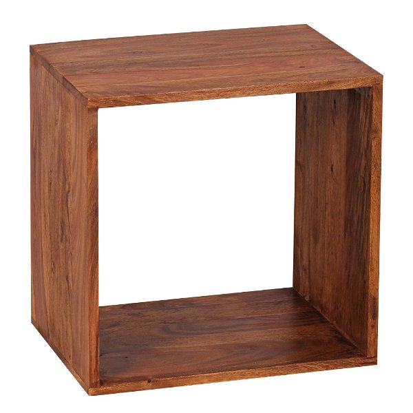 Standregal Massivholz MUMBAI Sheesham 43,5 cm Cube Regal Design Holzregal Naturprodukt Beistelltisch Landhaus-Stil