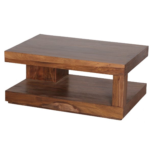 Couchtisch Sheesham Massiv-Holz 90 x 60 x 40 cm | Wohnzimmer-Tisch Design dunkel-braun | Landhaus-Stil Beistelltisch Natur-Produkt | Wohnzimmermöbel Unikat modern | Massivholzmöbel Echtholz
