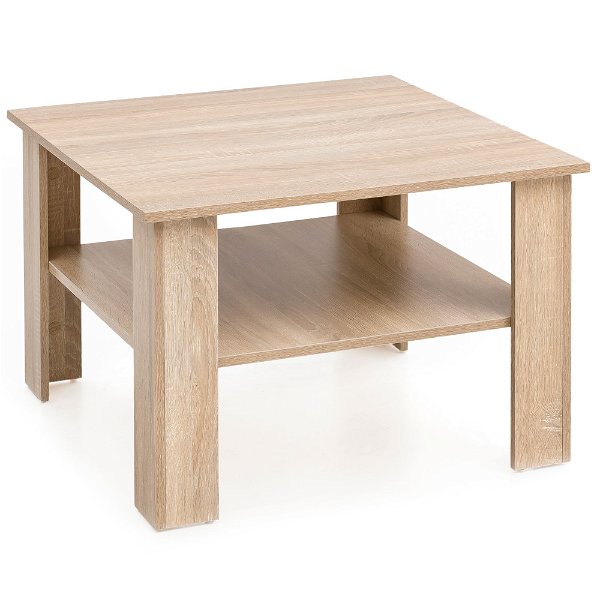 Couchtisch WL5.833 Sonoma Eiche 60x42x60 cm Design Holztisch mit Ablage | Wohnzimmertisch Coffee Table | Sofatisch Loungetisch Holz | Kaffeetisch Stubentisch mit Stauraum | Tisch Wohnzimmer