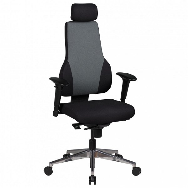 Bürostuhl QENTIN schwarz/grau Schreibtischstuhl Stoffbezug Chefsessel Drehstuhl Synchronmechanik Kopfstütze